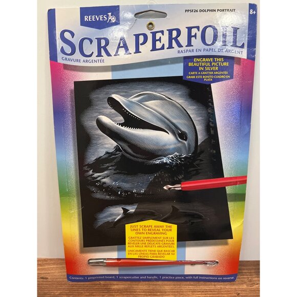 Reeves Scraperfoil Dolphin Portrait Engraving Kit Includes Tools & Instructions - Picture 2 of 3